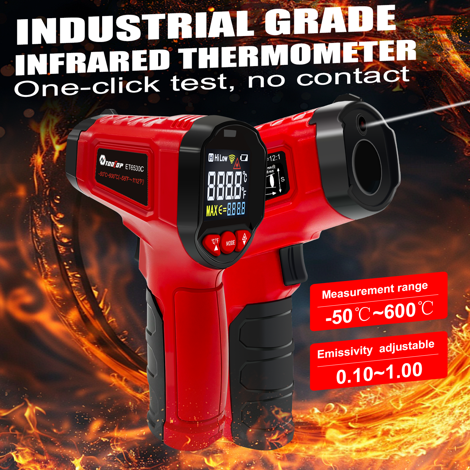 Industrial Infrared Laser - TOOLTOP ET6530C -50°C-600°C Handheld Digital Thermometer