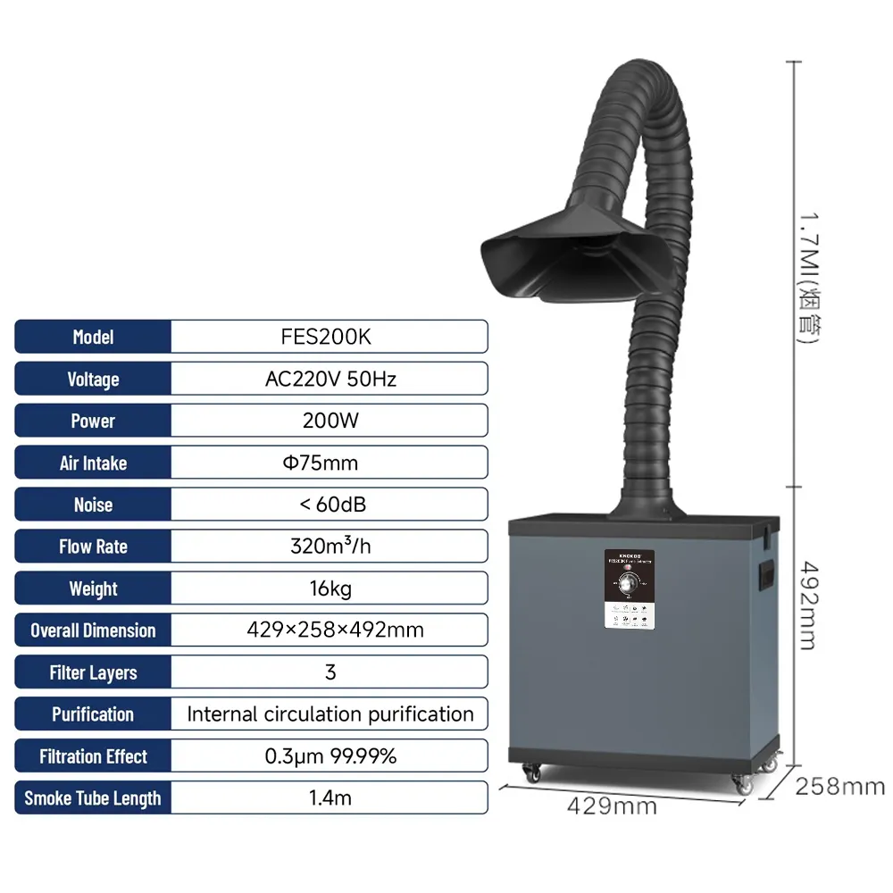 KNOKOO 200W Industrial Dust Fi – Fume Extractor Laser recenzja i cena